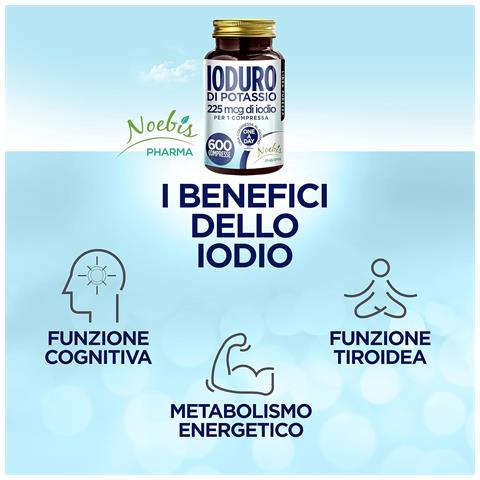 Ioduro di Potassio 225 mcg 600 Compresse - Iodio ad Alto Dosaggio - Tiroide, Metabolismo Energetico e Funzioni Cognitive (Confezione quadrupla) - Foto 2
