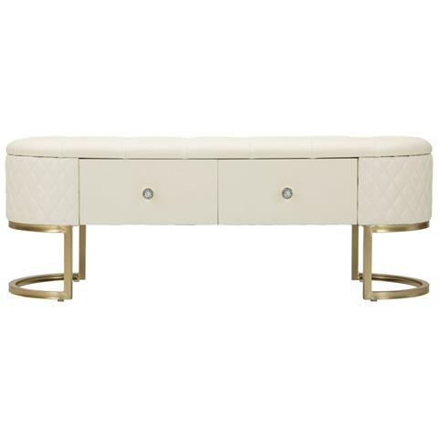 Panca Con Portaoggetti Vkh302-bianco-legno-120x40x43 Cm - Foto 2
