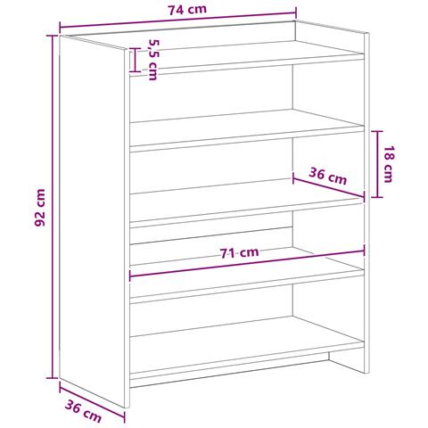 Mobile per scarpe Legno antico 73,5 x 36 x 92 cm - Foto 6
