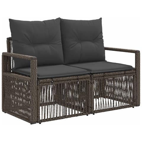 Divano da giardino 2-Numero di posti Grigio polyrattan - Foto 1