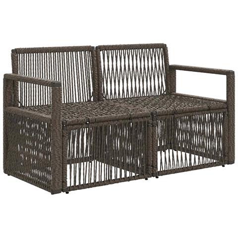 Divano da giardino 2-Numero di posti Grigio polyrattan - Foto 2