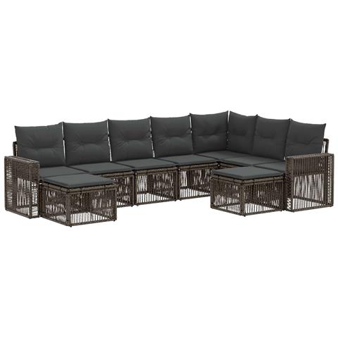 Set Divano da Giardino 9 pcs Grigio e Grigio Scuro polyrattan - Foto 1
