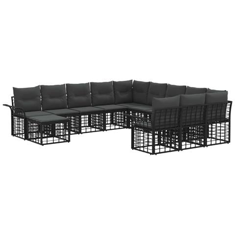 Set Divano da Giardino 12 pcs Nero e Grigio scuro polyrattan - Foto 1