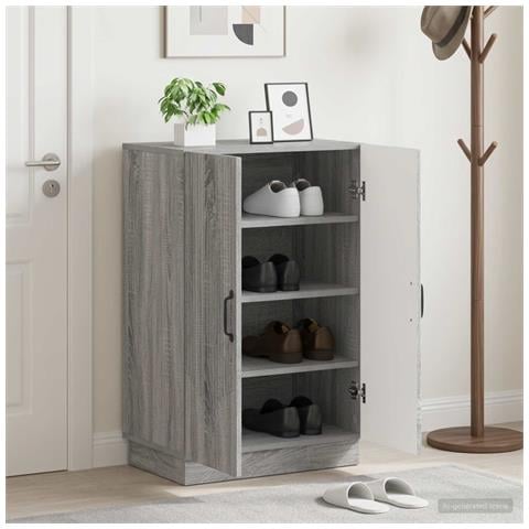 Mobile per scarpe HOORN 59,5 x 39,5 x 87 cm Sonoma grigio - Foto 2