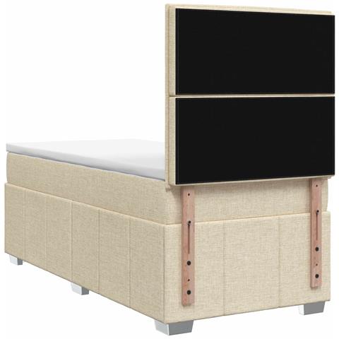 Letto Box Spring LED con Materasso Crema 100 x 200 cm Tessuto - Foto 9