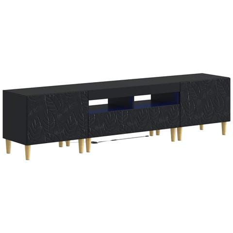 Mobile TV LED a 5 pezzi Nero Legno ingegnerizzato - Foto 1