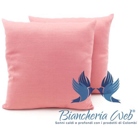 Coppia Cuscini Arredo Imbottiti Tessuto Ottoman In Tinta Unita Rosa Antico 41 50x50 Rosa Antico 41 - Foto 2