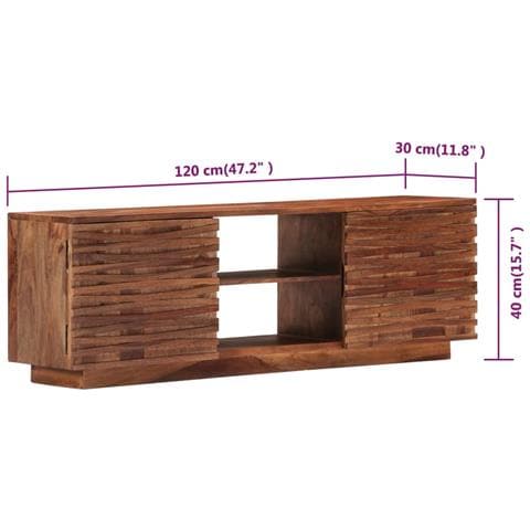 Mobile Porta TV 120x30x40 cm in Legno Massello di Sheesham - Foto 2
