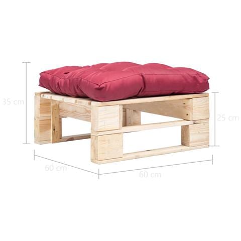 Divano Da Giardino A Pallet E Cuscino Rosso In Legno Naturale - Foto 2