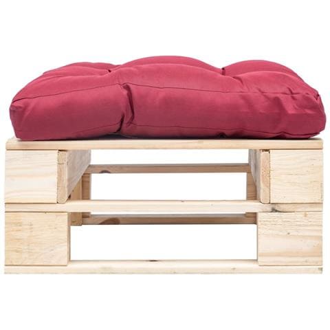 Divano Da Giardino A Pallet E Cuscino Rosso In Legno Naturale - Foto 3
