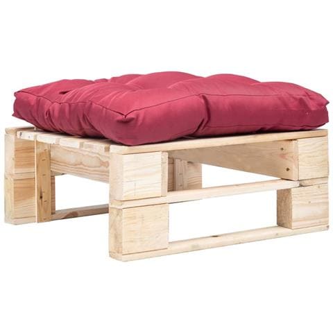 Divano Da Giardino A Pallet E Cuscino Rosso In Legno Naturale - Foto 1
