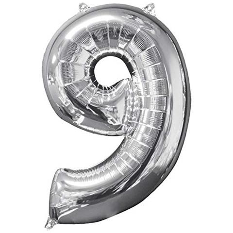 Pallone Foil 26 """" - 66 Cm Numero 9 Argento Argento 7a3196301 - Foto 1