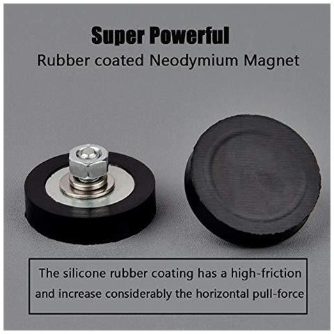4sets Rivestito Di Gomma Magnete Pot Forte Neodimio Base Magnetica Con M6 Filetto Maschio Stud Round Disco Magnetics Verticale Magnetica 18.0kg Pull-forza - Foto 2