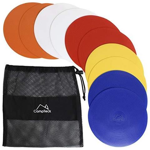 U6934 - Rotondo Di Pvc Piatto Coni Flessibile Sport Spot Markers - (pacchetto Di 10) Con Il Sacchetto Maglia Nera - Disc Colori Arancio Blu Rosso Bianco Giallo - Foto 1