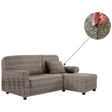 Copridivano Antimacchia Elasticizzato Divano Penisola Angolare Componibile Fantasy 3+3 Tortora - Foto 13