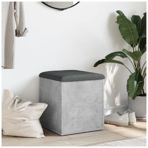 Panca Portaoggetti Grigio Cemento 42x42x45 Cm Legno Multistrato - Foto 3