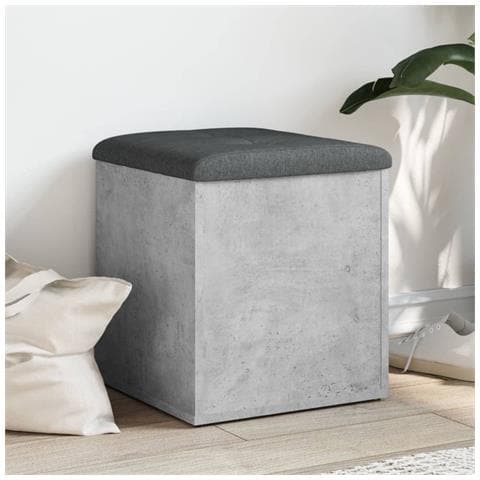 Panca Portaoggetti Grigio Cemento 42x42x45 Cm Legno Multistrato - Foto 1
