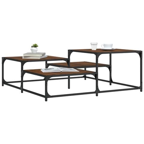 Tavolino Salotto Rovere Marrone 107x107x40 Cm Legno Multistrato - Foto 1