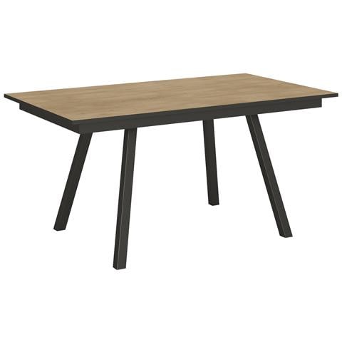 Tavolo Allungabile 90x160/220 Cm Mirhi Telaio Antracite - Quercia Natura - Foto 6