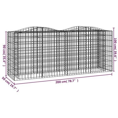 Gabbione Ad Arco Con Letto Rialzato 200x50x100 Cm Ferro Zincato - Foto 4