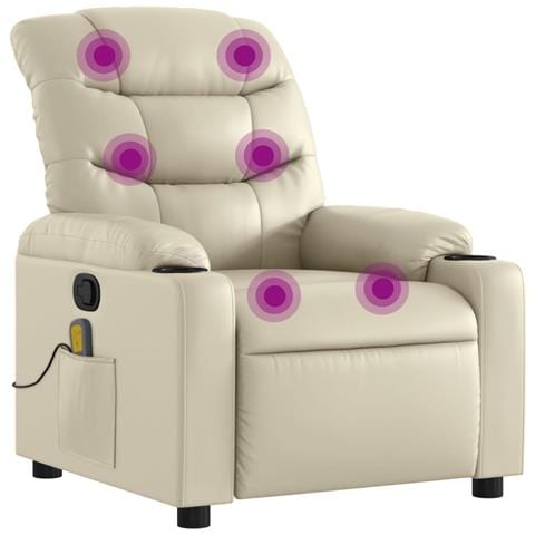 Poltrona Da Massaggiante Reclinabile Crema Similpelle - Foto 1