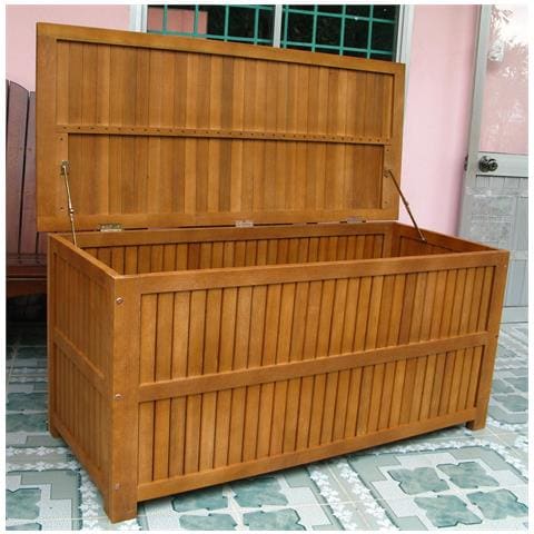 Baule Cassapanca Con Doghe In Legno Di Acacia 130x55xh59 Cm Honey Box - Foto 1