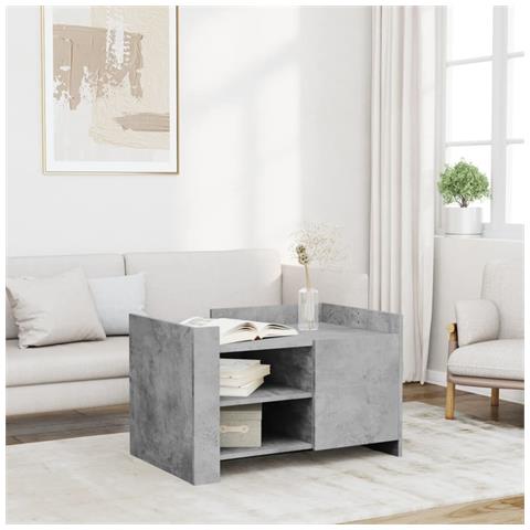 Tavolino Salotto Grigio Cemento 80x50x50 Cm Legno Multistrato - Foto 1