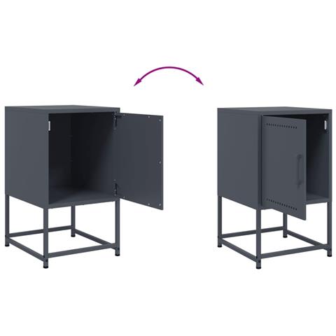 Comodino Antracite 36x39x60,5 Cm In Acciaio - Foto 2