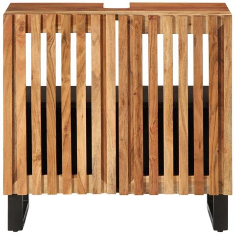 Mobile Lavabo Da Bagno 62x34x58cm In Legno Massello Di Acacia - Foto 3