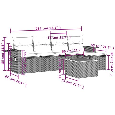 Set Divano da Giardino 6 pz con Cuscini Nero in Polyrattan - Foto 2