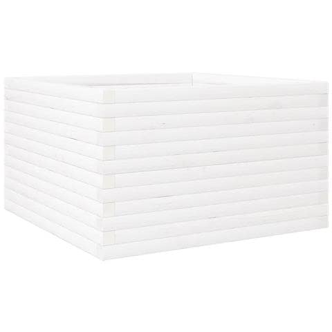 Fioriera Da Giardino Bianca 80x80x46 Cm Legno Massello Di Pino - Foto 1