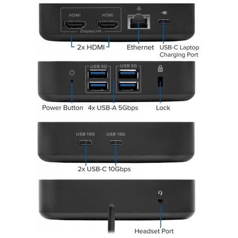 Ac7150 Replicatore Di Porte E Docking Station Per Laptop Cablato Usb 3.2 Gen 2 (3.1 Gen 2) Type-c Nero - Foto 3