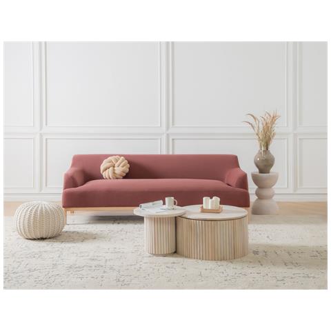 Divano 3 Posti Sosjo Tessuto Bordeaux - Foto 1