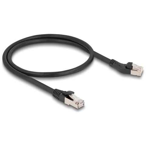 Cavo di rete RJ45 Cat. 8.1 S /FTP maschio da 45° angolato a sinistra per maschio diritto fino a 40 Gbps 0,5 m nero - Foto 1
