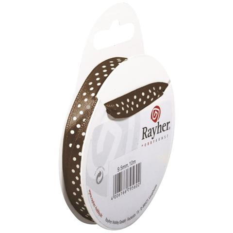 Nastro In Raso Con Puntini H1 Cm Rotolo 10mt Marrone - Foto 1