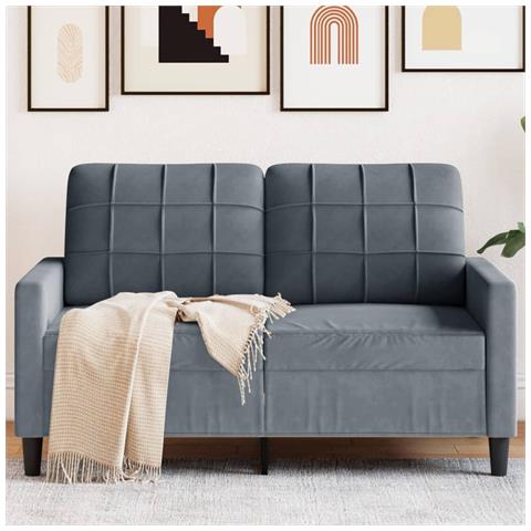 Divano A 2 Posti Grigio Scuro 120 Cm In Velluto - Foto 1