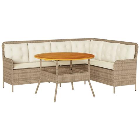 Set Divani Da Giardino 2 Pz Con Cuscini Beige In Polyrattan - Foto 2