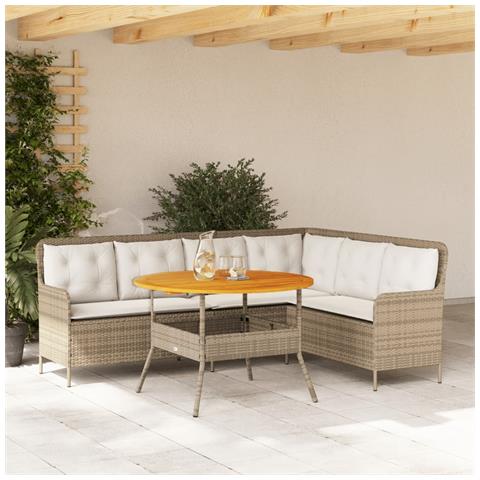 Set Divani Da Giardino 2 Pz Con Cuscini Beige In Polyrattan - Foto 1