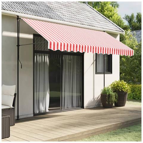 Tessuto Ricambio Per Mantovana Tenda Righe Rosse Bianche 3,5 M - Foto 1
