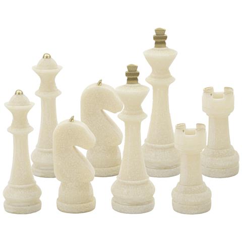 Scultura Scacchi 6 - Bianco - Poliresina - 4,4x4,4x10,3 Cm - Foto 1