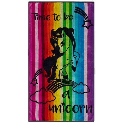 Telo Mare Jacquard Spugna Asciugamano Spiaggia Disegno Unicorno - Foto 1