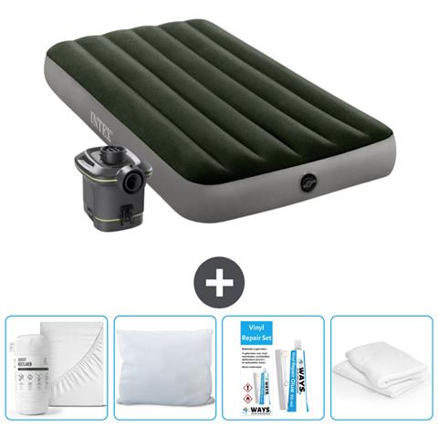 Set Materassino Gonfiabile - 191x99x25 Cm - Verde - Include Accessori Coordinati - Foto 1
