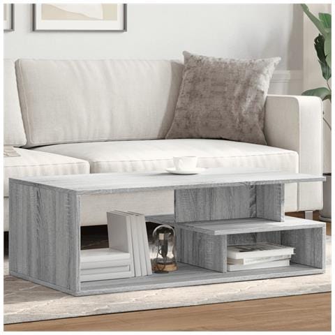 Lusso Casadino -  Tavolino Da Salotto Grigio Sonoma 102x55x35cm Legno Multistrato - Foto 8