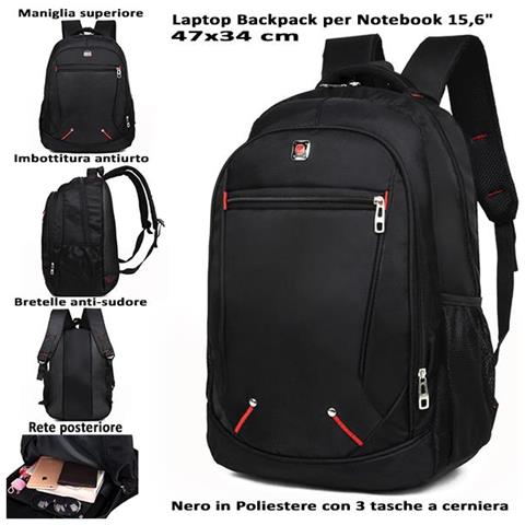 ZAINO NOTEBOOK 15.6"" LAPTOP BAGPACK 15 INCH 35 LT. - Foto 4