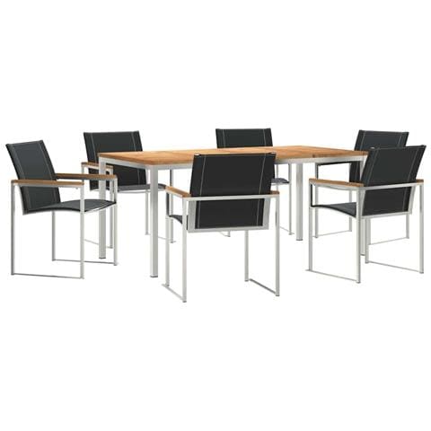 Set da Pranzo da Giardino  7 Pezzi in Legno Massello di Acacia, Tavolo da Pranzo Esterno  180x90x75 cm in Legno Massello di Acacia - Foto 1