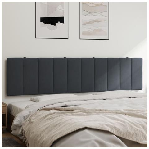 Cuscino Testiera Grigio Scuro 200 cm in Velluto - Foto 2