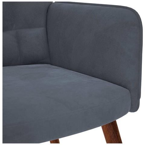 Poltrona Relax con Poggiapiedi Grigia in Velluto - Foto 9