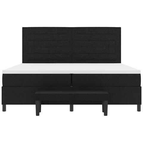 Letto con Box Spring con Materasso & Panca Nera 200x200 cm Tessuto - Foto 9