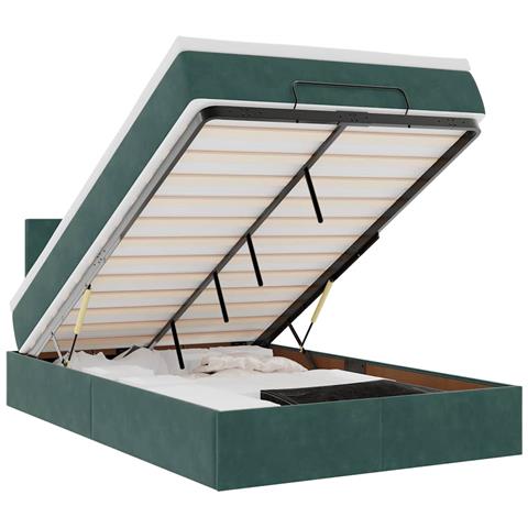 Struttura Letto Pouf con Materasso 120x200 cm Velluto - Foto 1