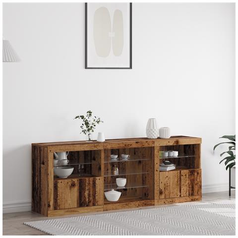 Mobile TV con luci LED Legno vecchio 181,5x37x67 cm Legno ingegnerizzato - Foto 2